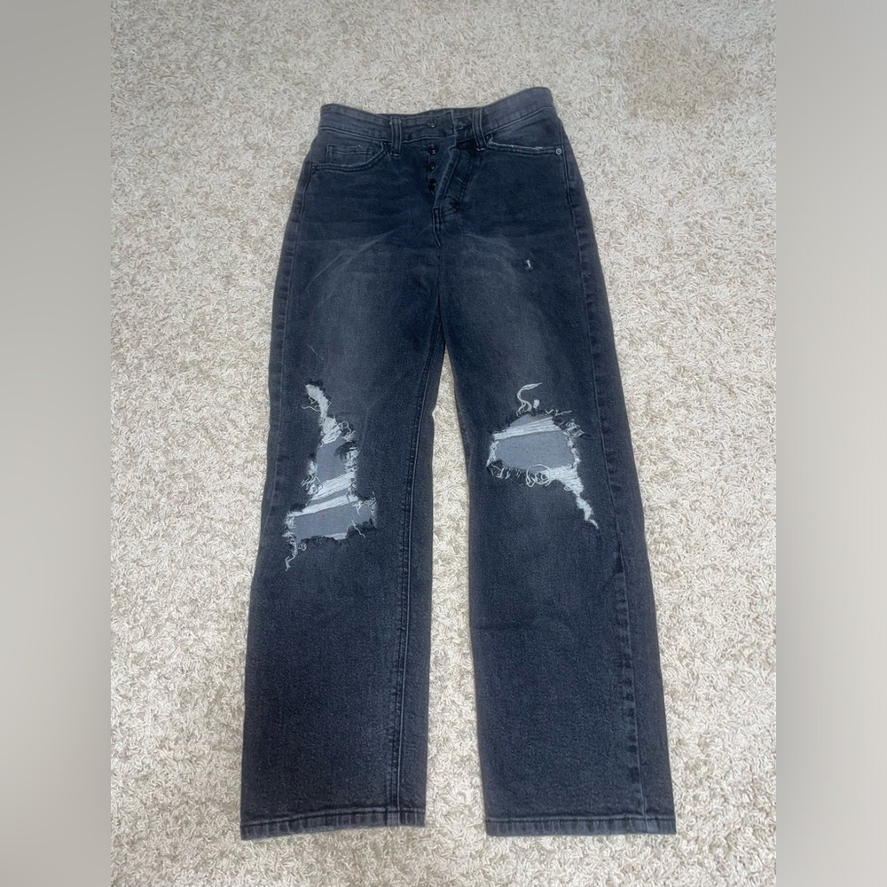 Black High Waisted Straight Jeans